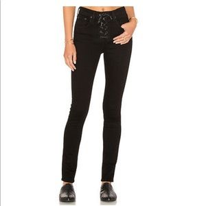 Rag & Bone black high waisted lace up jeans